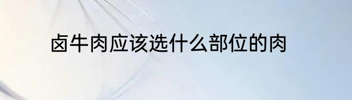 卤牛肉应该选什么部位的肉