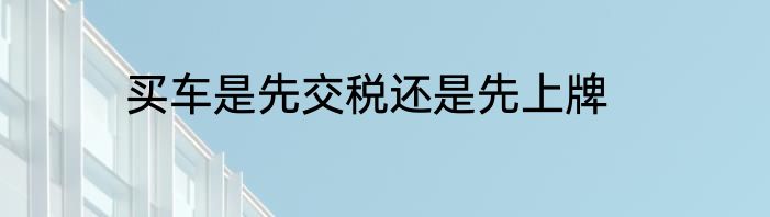 买车是先交税还是先上牌