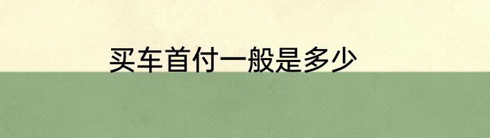 买车首付一般是多少