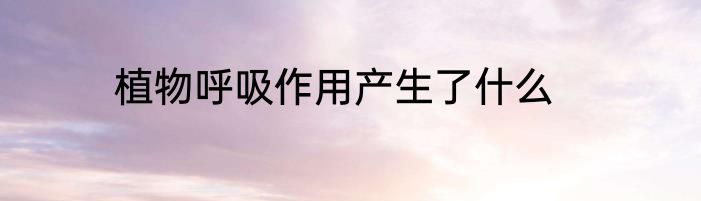 植物呼吸作用产生了什么