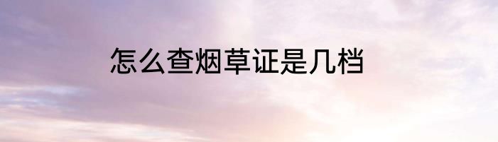 怎么查烟草证是几档