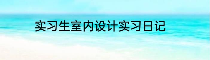 实习生室内设计实习日记