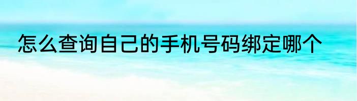 怎么查询自己的手机号码绑定哪个