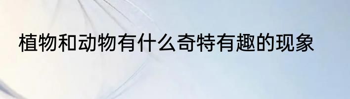 植物和动物有什么奇特有趣的现象
