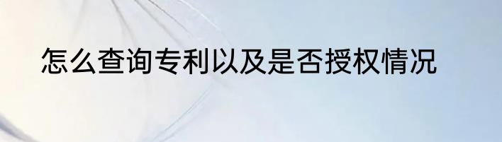 怎么查询专利以及是否授权情况