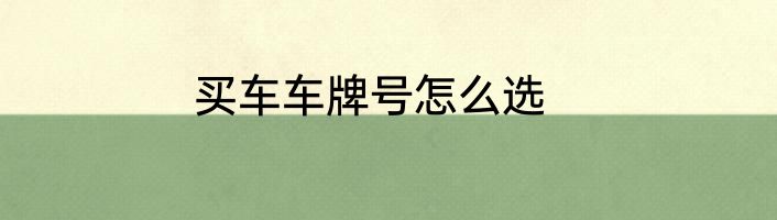 买车车牌号怎么选