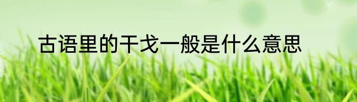 古语里的干戈一般是什么意思
