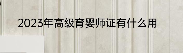 2023年高级育婴师证有什么用