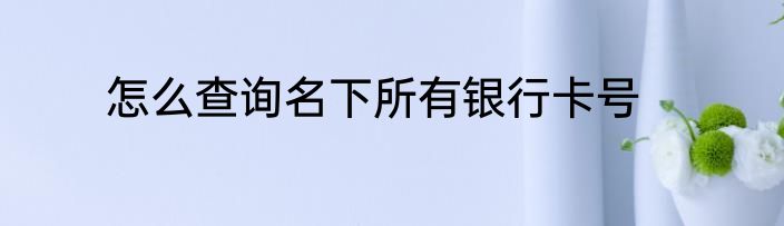 怎么查询名下所有银行卡号
