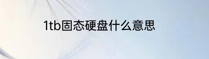 1tb固态硬盘什么意思