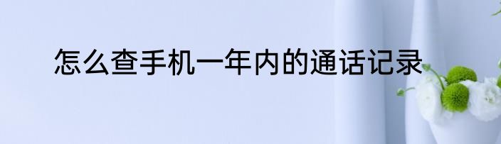 怎么查手机一年内的通话记录