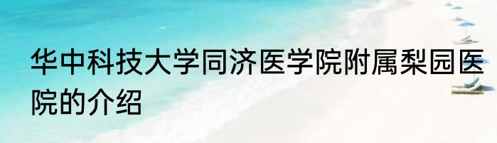 华中科技大学同济医学院附属梨园医院的介绍