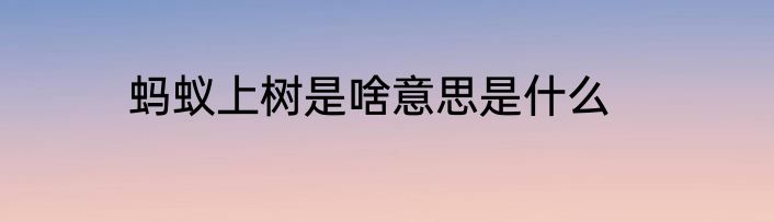 蚂蚁上树是啥意思是什么