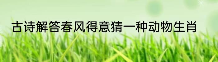 古诗解答春风得意猜一种动物生肖