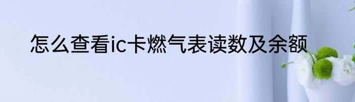 怎么查看ic卡燃气表读数及余额