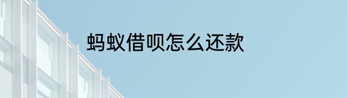 蚂蚁借呗怎么还款