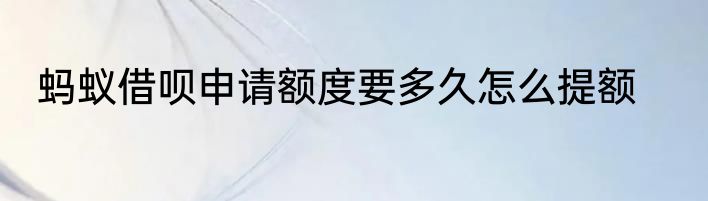 蚂蚁借呗申请额度要多久怎么提额