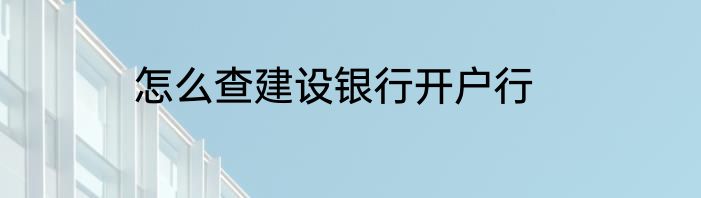 怎么查建设银行开户行