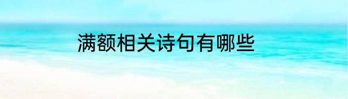 满额相关诗句有哪些