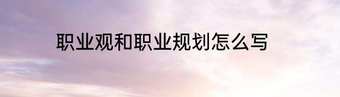 职业观和职业规划怎么写