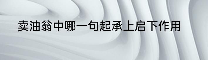 卖油翁中哪一句起承上启下作用