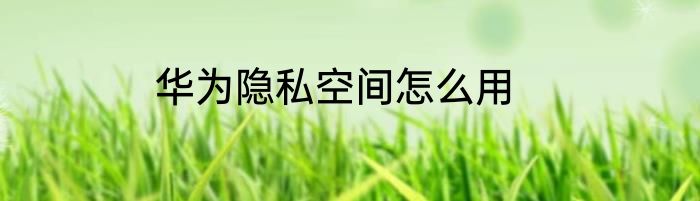 华为隐私空间怎么用