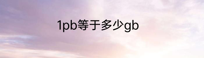 1pb等于多少gb