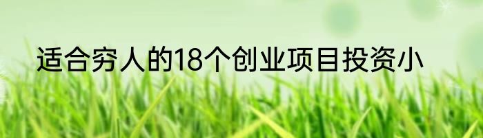 适合穷人的18个创业项目投资小