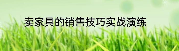 卖家具的销售技巧实战演练