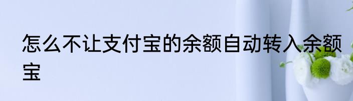 怎么不让支付宝的余额自动转入余额宝