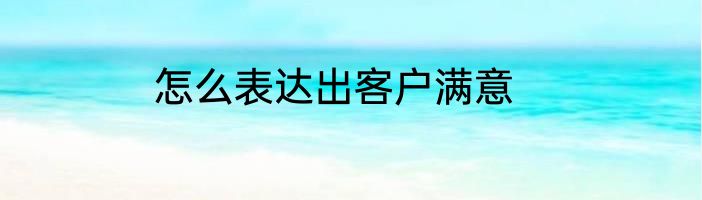 怎么表达出客户满意