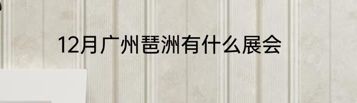 12月广州琶洲有什么展会