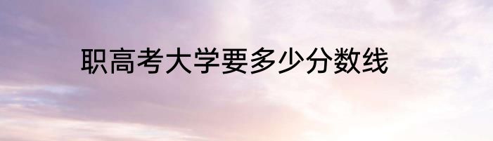 职高考大学要多少分数线