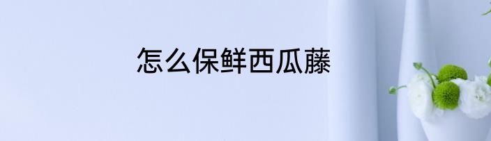 怎么保鲜西瓜藤
