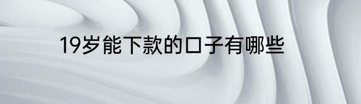 19岁能下款的口子有哪些