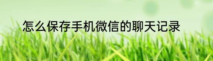怎么保存手机微信的聊天记录