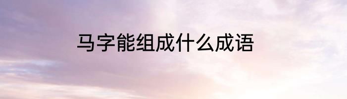 马字能组成什么成语