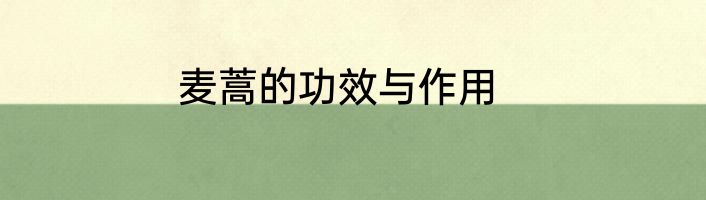 麦蒿的功效与作用