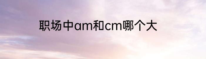 职场中am和cm哪个大