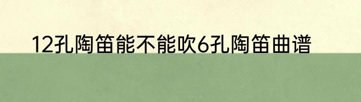12孔陶笛能不能吹6孔陶笛曲谱