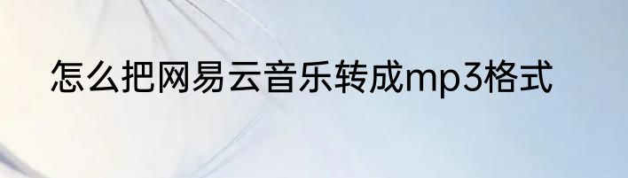 怎么把网易云音乐转成mp3格式