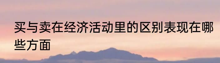 买与卖在经济活动里的区别表现在哪些方面