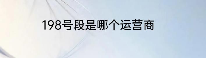 198号段是哪个运营商