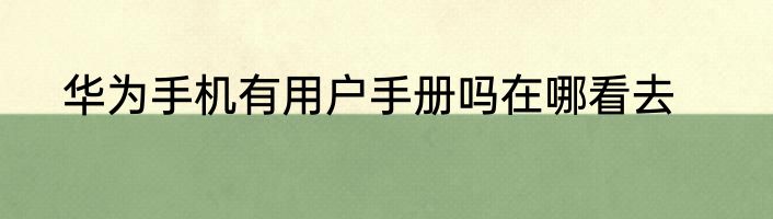 华为手机有用户手册吗在哪看去