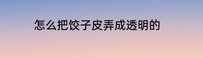 怎么把饺子皮弄成透明的