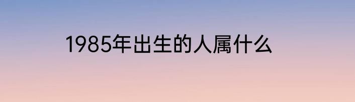 1985年出生的人属什么