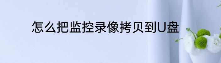 怎么把监控录像拷贝到U盘