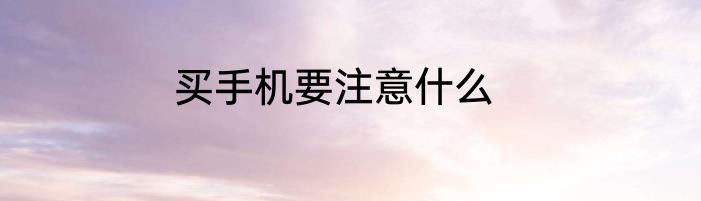 买手机要注意什么