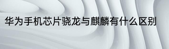华为手机芯片骁龙与麒麟有什么区别