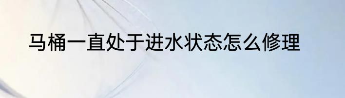 马桶一直处于进水状态怎么修理